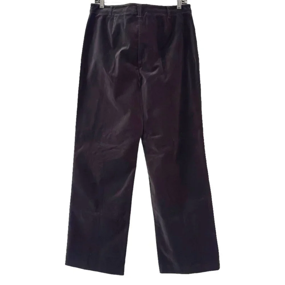 NEW Vintage Ann Taylor Black Velvet Straight Leg Pant Career Velour High Rise 10